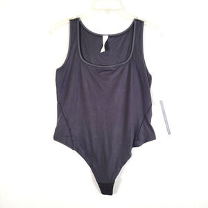 Lululemon Womens Nulu Square Neck Tank Sleeveless Bodysuit Size Large Black
